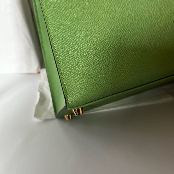 Hermes Kelly 28 Vert Criquet Epsom Sellier Green stamp Z - Picture 6 of 16